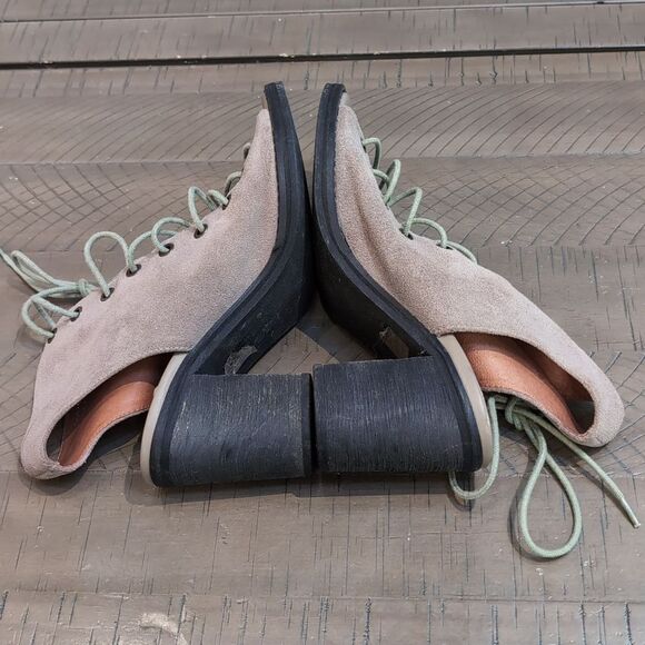 Jeffrey Campbell x Free People Minimal Lace Up Bootie Heel Taupe Gray Suede Sz 8 - Picture 9 of 12